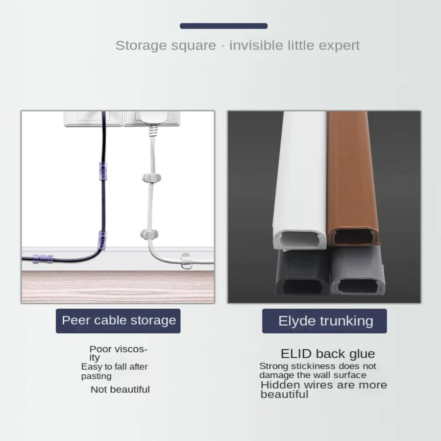 Quadratische selbstklebende Boden-Kabelabdeckung in Weiß zur Kabelorganisation und zum Schutz von elektrischen Drähten - Bild 4