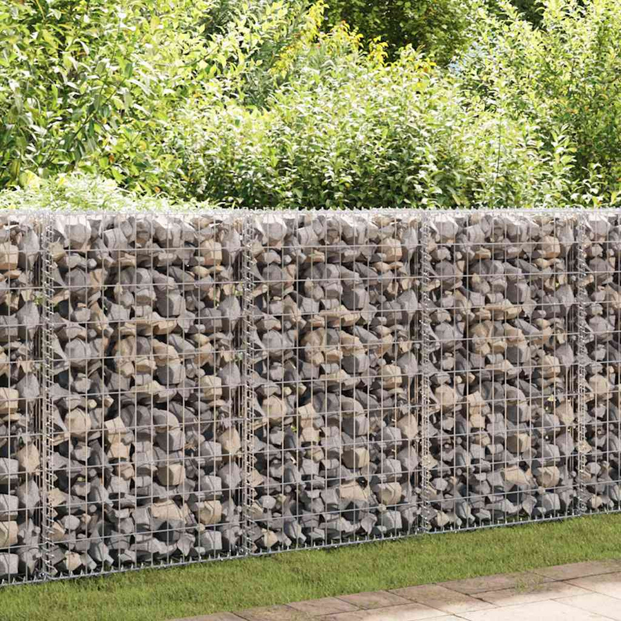 vidaXL Gabionenwand aus verzinktem Stahl in Silber/Grau, B/T/H: 630 x 30 x 100 cm - Bild 3