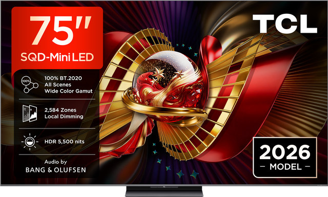 TCL 75C89L SQD-Mini LED Smart TV in Schwarz, 189 cm (75 Zoll), 4K Ultra HD, 120 Hz, mit Sprachsteuerung, Wi-Fi und Bluetooth - Bild 1