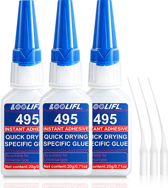 Loolifl 495 Instant Super Glue Cyanacrylat-Klebstoff, transparent, für Metall, Kunststoff, Keramik, Holz, Leder und Gummi - Bild 1