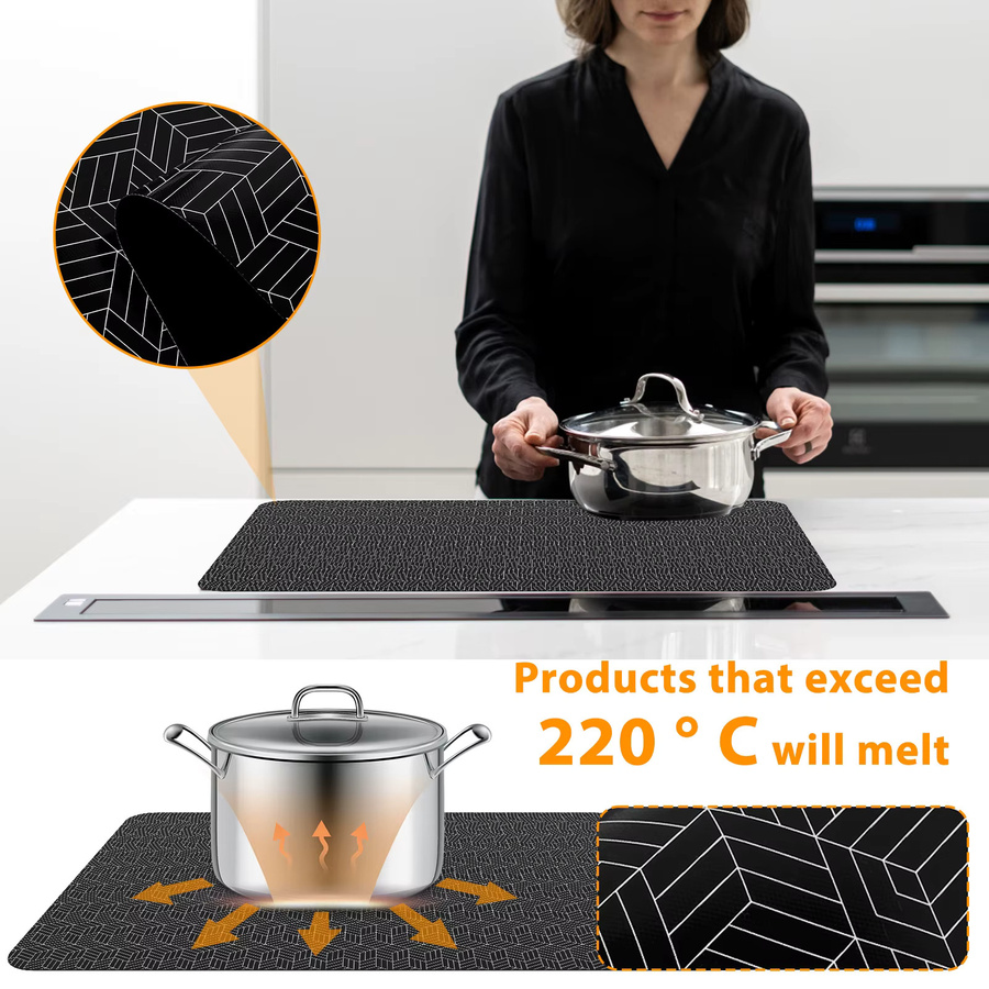 Willstar Induktionskochfeldmatte aus Silikon in Schwarz, kratzfest und hitzebeständig, rutschfeste Schutzmatte für dein Induktionskochfeld - Bild 3