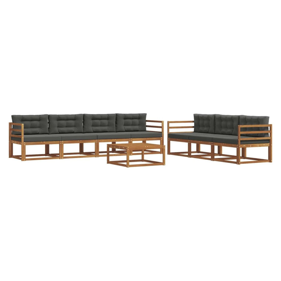 vidaXL Outdoor-Sofagarnitur aus Akazienholz mit Kissen, 8-teiliges Set in Anthrazit und Natur - Bild 2