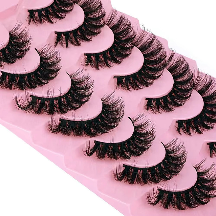 JIEFUXIN Falsche Wimpern Wispy Katze Look, Black, 7 Paare, Unisex - Bild 3