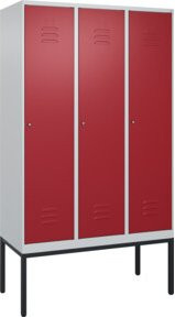 C+P Spind Classic PLUS Garderobenschrank mit 3 Abteilen, Stahlkonstruktion, Zylinderschloss und 4 Garderobenhaken, H x B x T: 212 x 120 x 50 cm - Bild 1