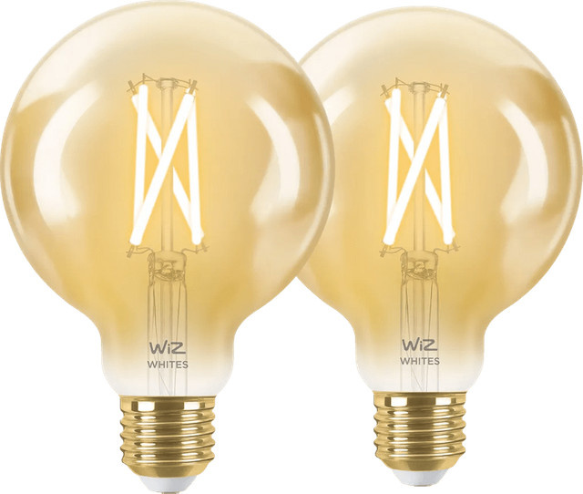 WiZ Smart-Filamentlampe Globe Doppelpack mit E27 Sockel, transparentes Glas, dimmbar von warmweiß bis kaltweiß, WLAN und Bluetooth Unterstützung - Bild 1