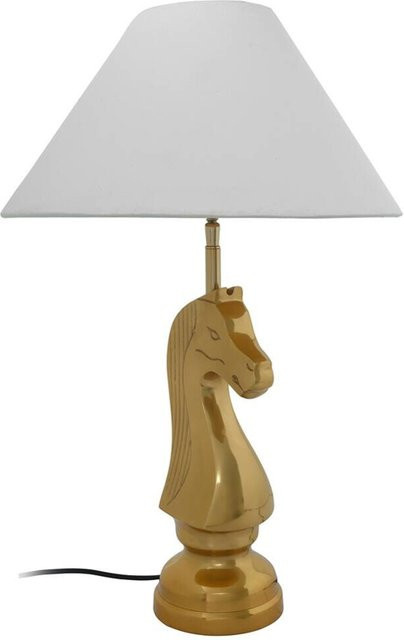 Kayoom Tischleuchte aus Aluminium und Messing mit Baumwollschirm in Weiß, B/T/H: 14 x 40 x 62 cm, E27 - Bild 1