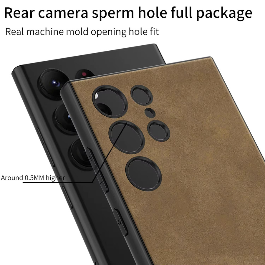 Stoßfeste Leder Hartschale Handyhülle für Samsung Galaxy S25, S24 Plus und S24 Ultra in Schwarz - Bild 3