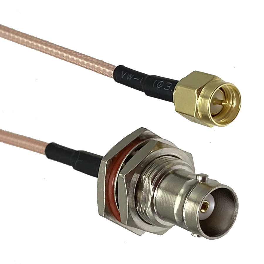 RG316 HF-Koaxial-Jumper-Pigtail mit BNC auf BNC-SMA-Stecker und Buchse, gerade, Farbe: Silber - Bild 2
