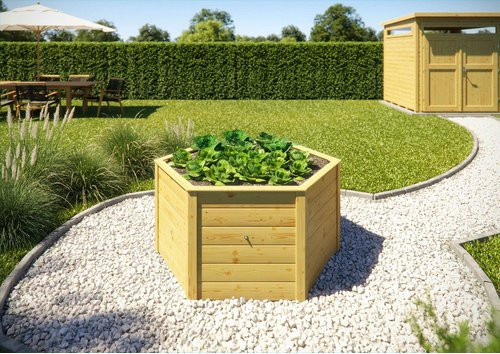 Weka Elementhochbeet 6-Eck aus Holz und Folie in Natur und Braun, B/T/H: 143 x 120 x 68,5 cm - Bild 2