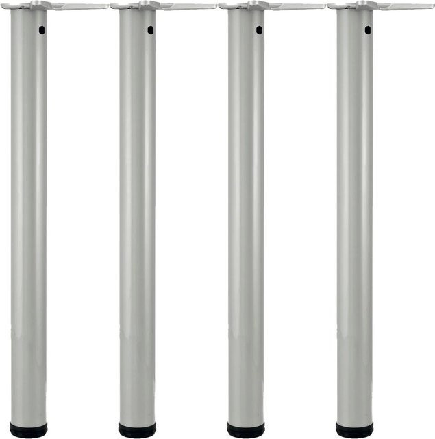 vasalat Set Camar Tischbeine aus Stahl in Silber, höhenverstellbar, Ø 60 mm, Höhe: 700-730 mm, 4 Stück - Bild 1
