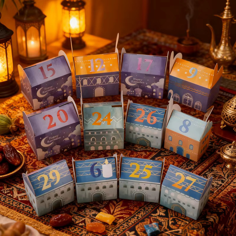 30 Stück Ramadan Countdown Candy Box Set mit Nummernaufklebern als Eid Mubarak Adventskalender und islamische Party-Dekoration in Multicolour - Bild 2