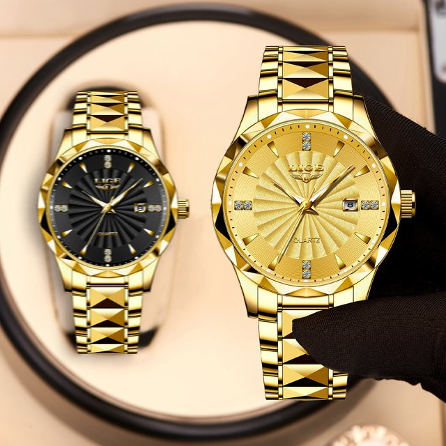 LIGE Armbanduhr, Gold, Quarz, Chronograph, Edelstahl, Herren - Bild 1