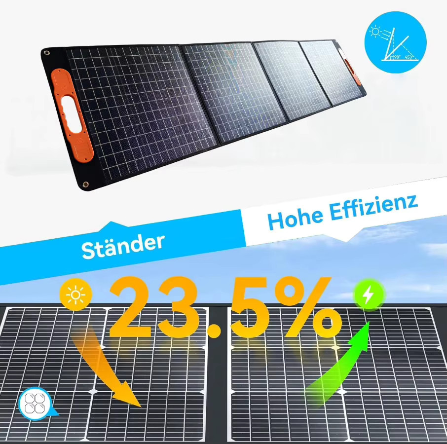 JINGYANGPV Tragbares faltbares Monokristallines Solarpanel 180W 18V mit 23,4% Effizienz, Wasserdichtes Solarladegerät-Set für Powerstation, Laptop, Wohnmobil und Camping - Bild 4