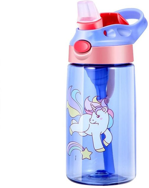 Allbestart Kinder Trinkbecher Kawaii mit Strohhalm und Griff, Auslaufsicher und BPA-frei, Weiß, 480 ml - Bild 1