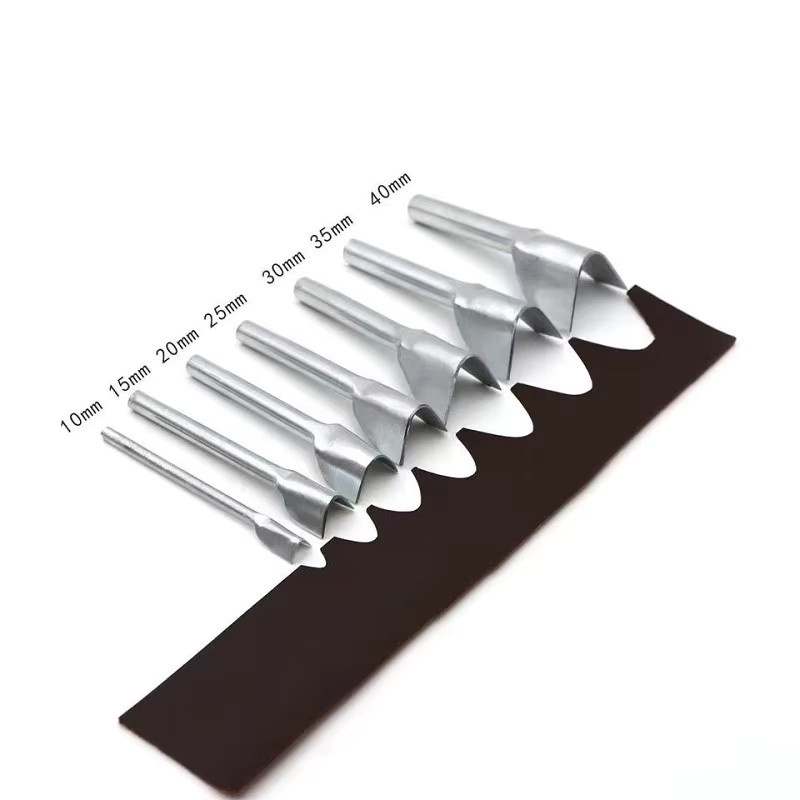 V-Form Leder Handwerk Cutter Punch Set für DIY Gürtel und Brieftaschen aus Stahl, Silber, 20mm-50mm - Bild 3