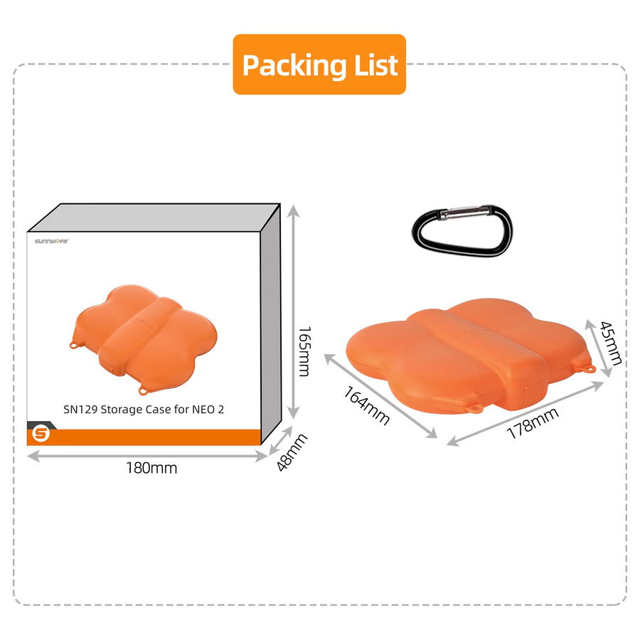 Sunnylife Butterfly Body Box Antikollisionsschutz und Staubschutz-Tragetasche für DJI NEO 2 in Orange - Bild 4