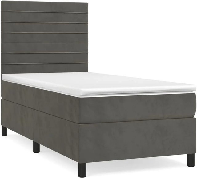 vidaXL Boxspringbett mit Matratze Dunkelgrau Samt B/T: 80 x 200 cm - Bild 1