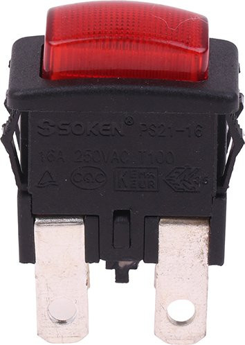 Roter PS21-16 Rocker Schalter mit Licht, 4 Pins, 16A, Selbst-Lock On/Off Push Button für elektrische Heizungen und Zubehör - Bild 1