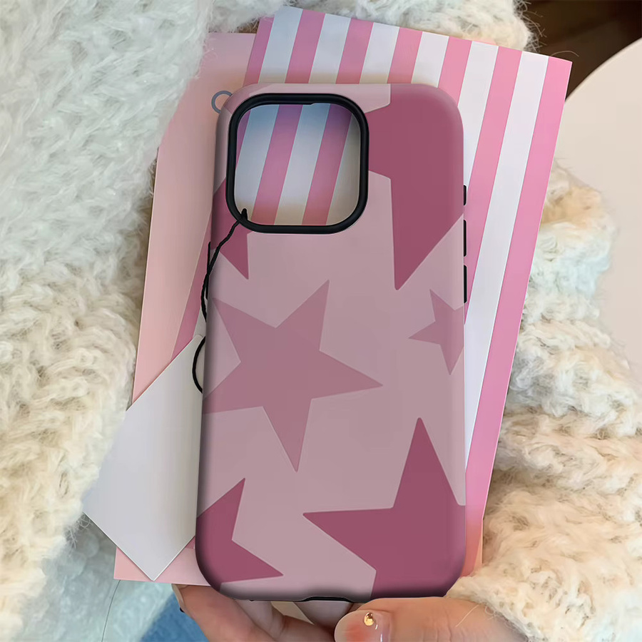 Potdemiel Handyhülle Pink-Toned Star für iPhone 17 16 15 14 13 12 Pro Max Plus mit doppelschichtiger Rückseite in Pink - Bild 3