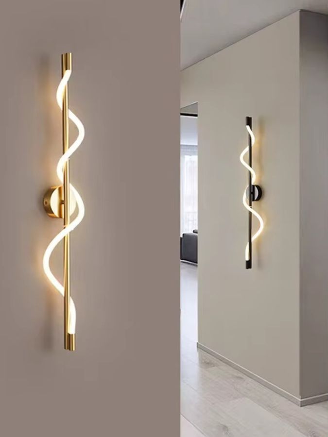 Claeted Moderne LED-Wandleuchte in Schwarz und Gold mit integriertem LED-Licht für Wohnzimmer, Schlafzimmer und Flur - Bild 3