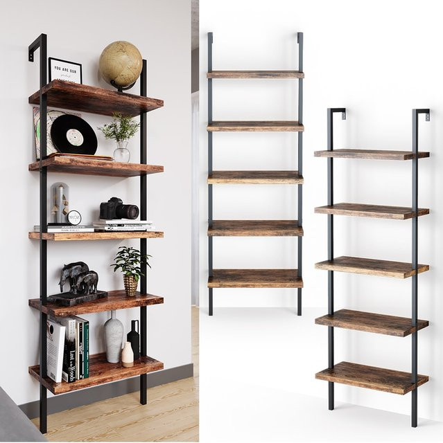 Vicco Loft Ava Leiterregal im Vintage-Design mit 5 Ablagen und Stahlgestell - Bild 1