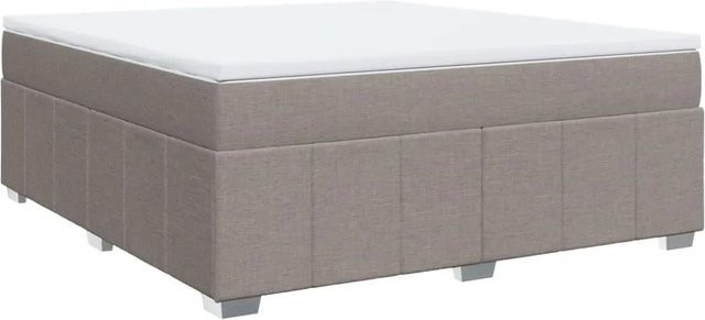vidaXL Boxspringbett mit Matratze in Taupe und Weiß, Hybrid-Konstruktion mit Taschenfederkern, B/T: 180 x 200 cm - Bild 1