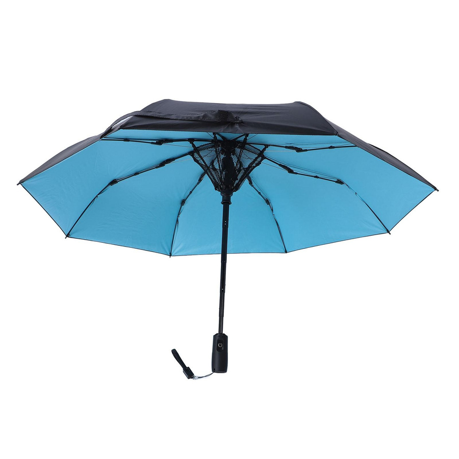 Sonnenschirm von mfySpace mit integriertem Ventilator aus Vinylgewebe und Fiberglas, UPF50+, USB-wiederaufladbar mit 2600mAh Akku, faltbar und tragbar - Bild 2