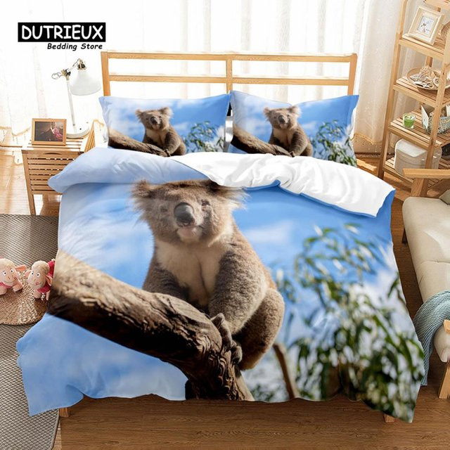 Bettwäsche-Set mit Koalabär von Your Warm Home, blau, Material Mikrofaser, B/H: 135 x 200 cm - Bild 1
