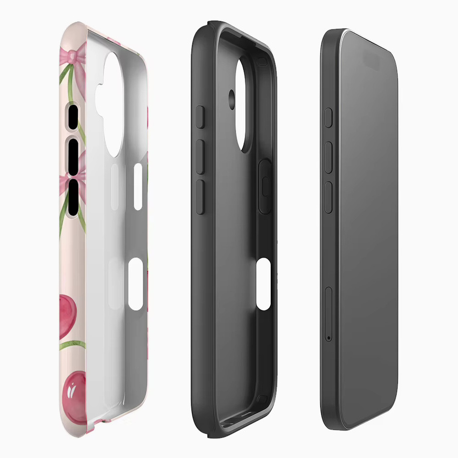 Pink Cherries Handyhülle für Apple iPhone 17 16 15 14 13 12 11 Pro Max Plus mit doppelschichtiger Rückseite in Pink - Bild 2