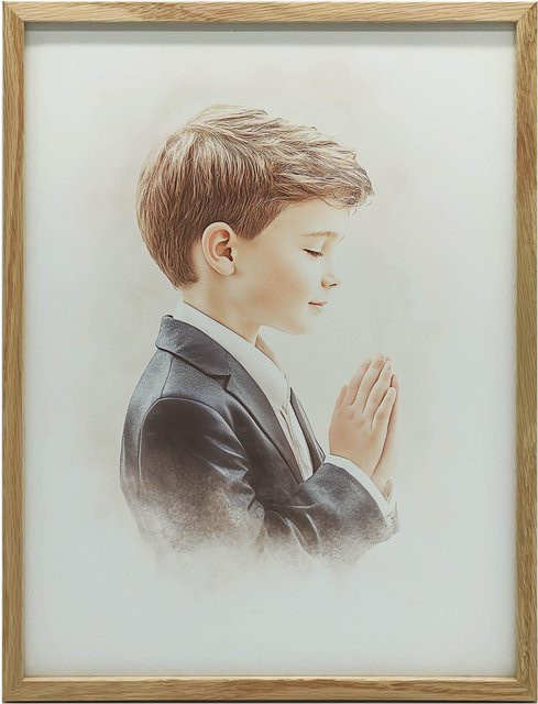 iKable Premium-Leinwand auf Keilrahmen zur Heiligen Erstkommunion für Jungen, B: 30 cm, H: 40 cm - Bild 1