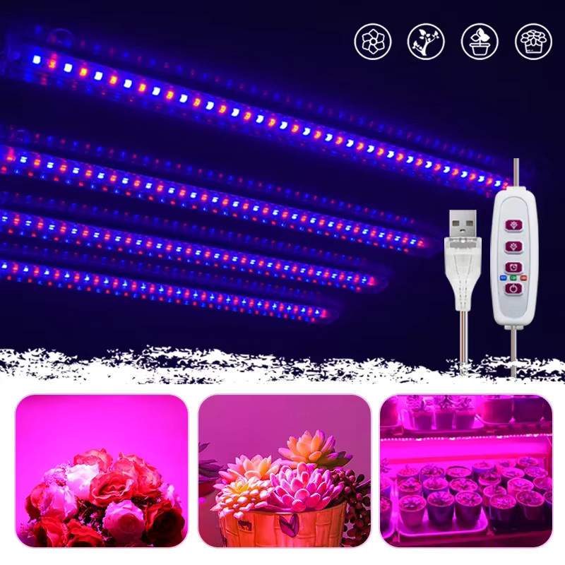 LED-Wachstumslicht mit vollem Spektrum als Pflanzenwachstumslichtleiste für Zimmerpflanzen, Blumensämlinge und Gewächshäuser, USB-Anschluss, Farbe: Weiß, Länge: 30 cm - Bild 4