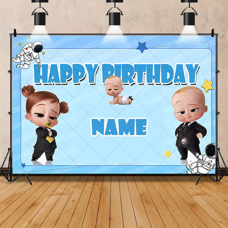 Disney Boss Baby Party Banner Motiv für Kindergeburtstag als dekorativer Fotohintergrund in Mehrfarbig - Bild 4
