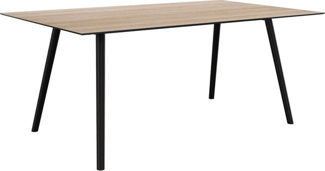 Stern Tisch Interno mit konischem Rundrohr-Gestell aus Aluminium in Schwarz Matt und Silverstar 2.0 Oak Light Tischplatte, B/T: 220 x 100 cm - Bild 1
