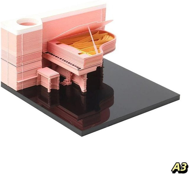 Zeitstück Schreibtischkalender 2027 mit 3D Abreißdesign und künstlerischer Papiergravur in Beige, Format A3 - Bild 1