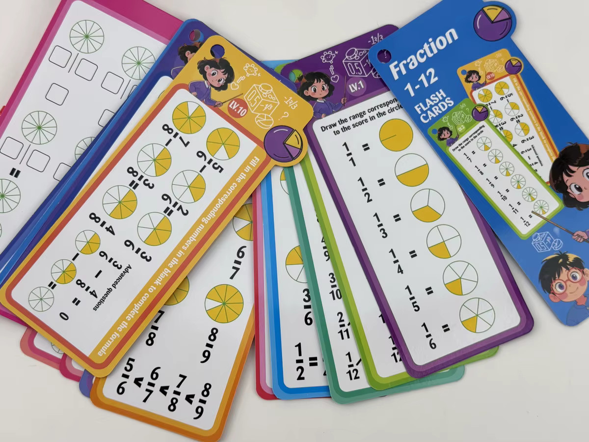 15-teiliges Set Mathematik Lernkarten für Addition Subtraktion Multiplikation Division und Brüche, löschbar und wiederverwendbar, mehrfarbig - Bild 4
