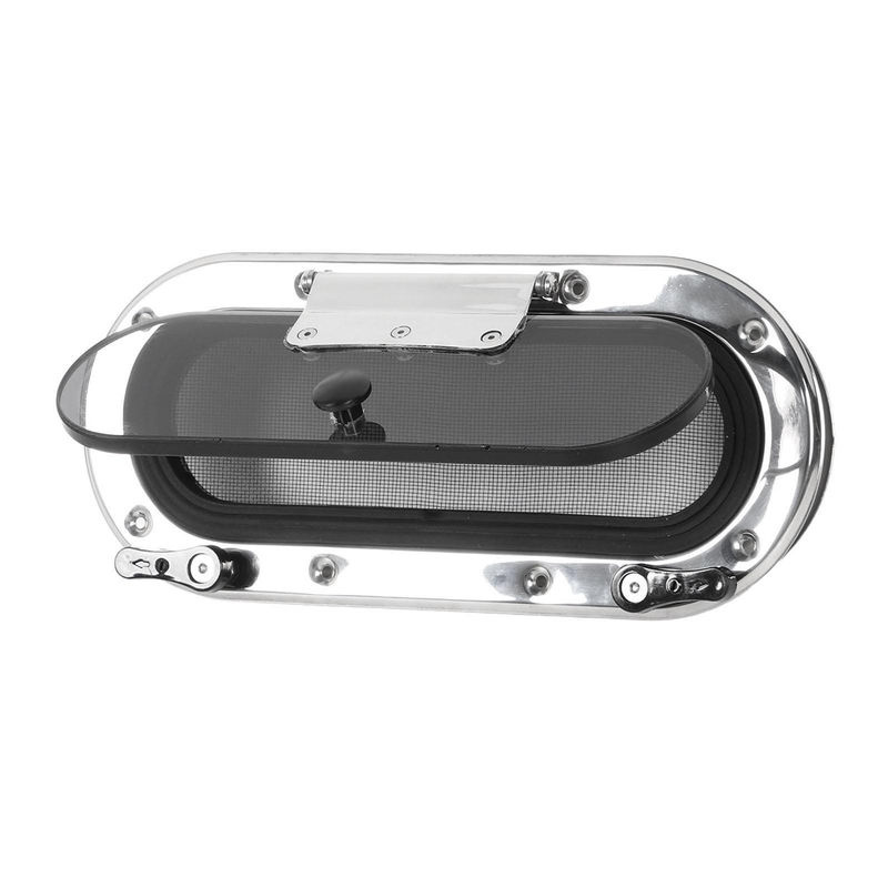 VehicleKit Bootspolare aus Edelstahl mit grau getöntem Glas und Innenöffnung, oval, Silber/Grau, Durchmesser: 34,5 cm - Bild 6