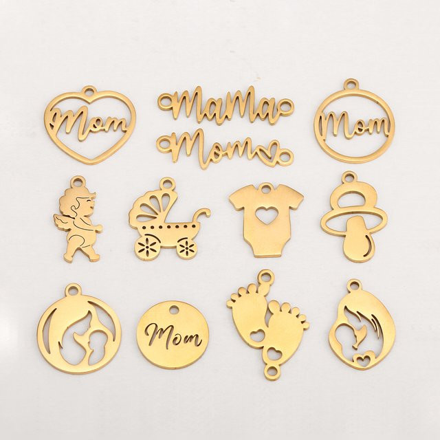 baleine bleue Charms, Edelstahl, Gold, Herz Anhänger - Bild 1