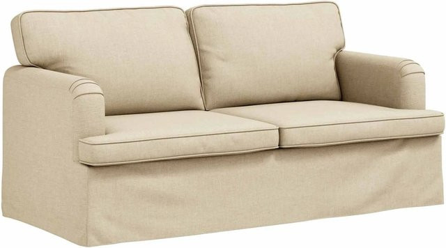 vidaXL Sofa in Creme mit Stoffbezug und Metallrahmen B/T/H: 142 x 80 x 85 cm - Bild 1