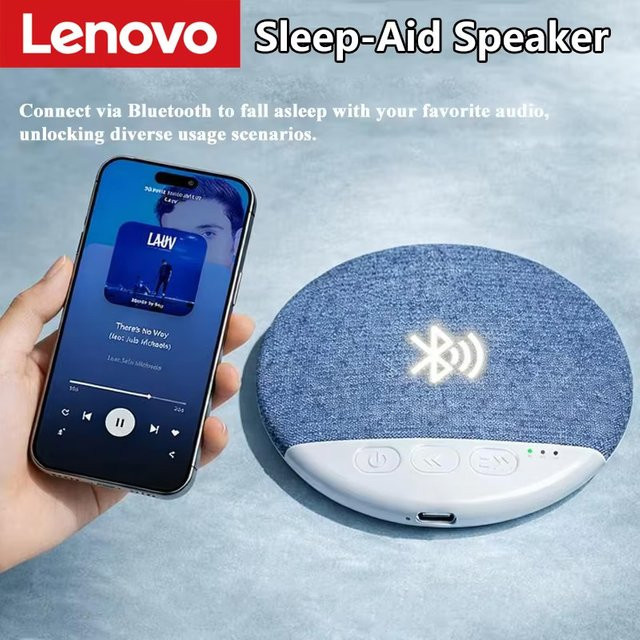 Lenovo Schlaf-Bluetooth-Lautsprecher Mini mit Naturgeräuschen und Weißem Rauschen, kabelloser MP3-Musikplayer mit Zeitschaltuhr, Weiß - Bild 1