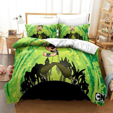 Ben10 Bettwäsche-Set mit 3D Cartoon Design und Kissenbezug, Farbe Grün, B/H: 210 x 210 cm