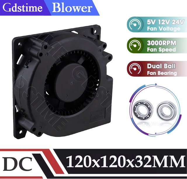 Gdstime Zentrifugalventilator Turbo-Lüfter 12032 in Schwarz, B/H/T: 12,0 x 12,0 x 3,2 cm - Bild 1