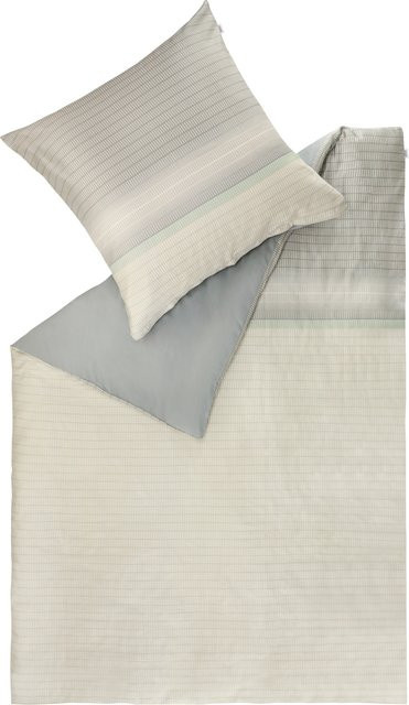 Bettwäsche Set GRADE von STOECKEL & GRIMMLER aus Mako-Satin in Beige mit grafischem Design, bestehend aus Bettbezug und Kissenbezug, B/T/H: 155 x 220 cm und 80 x 80 cm - Bild 1