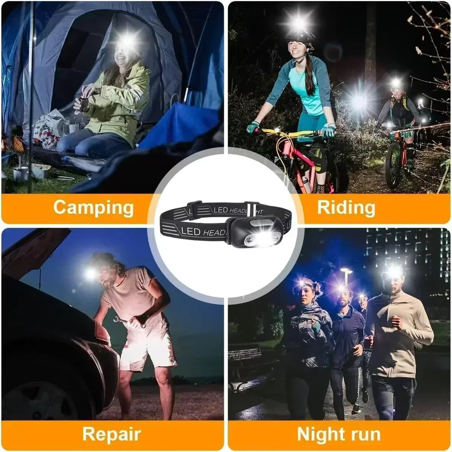 XIWANGFIRE LED Stirnlampe mit Bewegungssensor, USB-aufladbar, wasserdicht, Schwarz - Bild 6