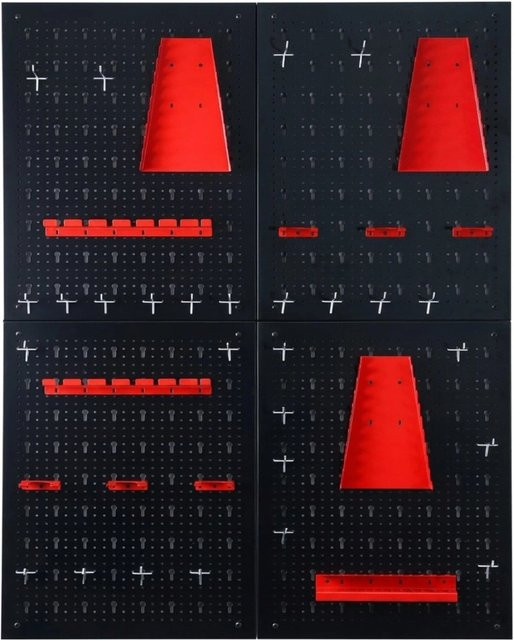 Relaxdays Werkzeuglochwand aus Stahl in Schwarz und Rot mit 43-teiligem Zubehör, B/H/T: 60 x 40 x 2 cm - Bild 1