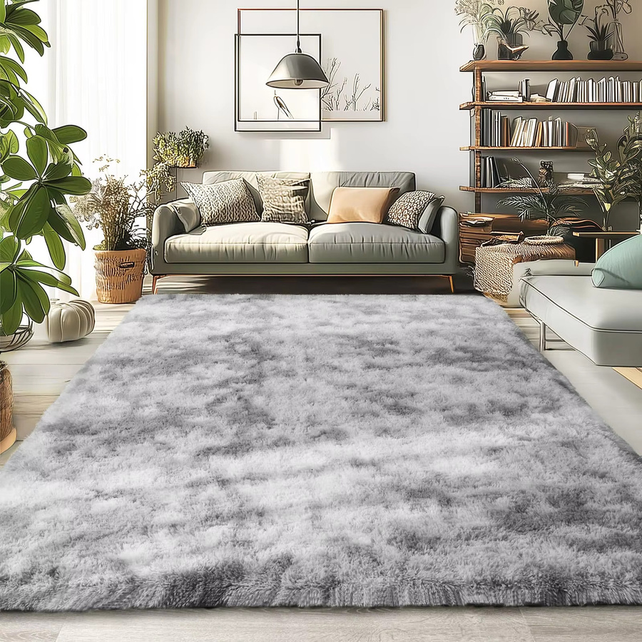 VIKAMA Moderner Teppich in Grau, weich und flauschig, rutschfest, ideal für Wohnzimmer, Schlafzimmer oder Kinderzimmer - Bild 2
