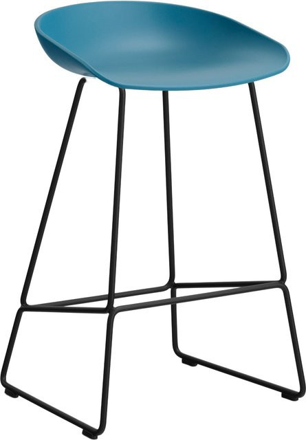 HAY About A Stool AAS 38 Hocker in Blau mit Stahlgestell und Polypropylen-Sitzschale - Bild 1