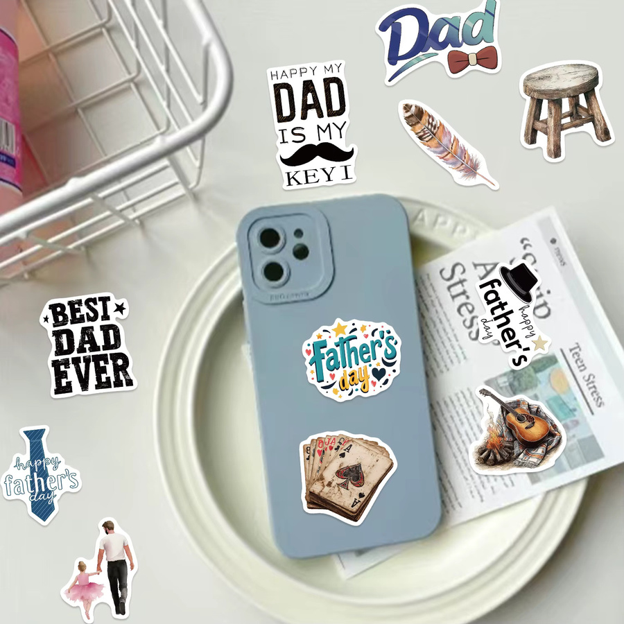 50 Stück Super Dad Aufkleber, wasserfeste Vinyl-Sticker in Multicolour für Wasserflaschen, Laptop und Gepäck - Bild 2
