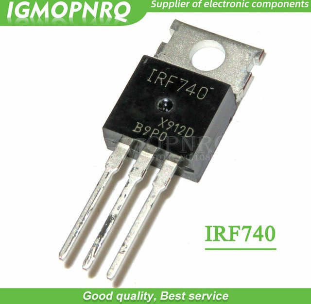 10 Stück IRF740PBF MOSFET N-Kanal 400 V 10 Ampere in Schwarz im TO-220 Gehäuse - Bild 1