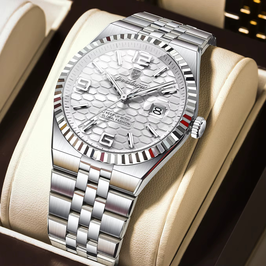 POEDAGAR Armbanduhr Quarz, Edelstahl, Schwarz, Herren - Bild 2