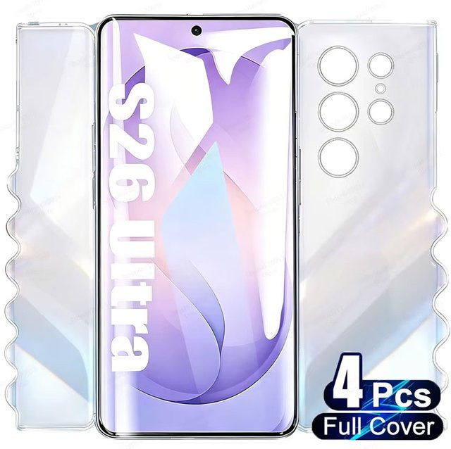 4er-Pack Samsung Galaxy Hydrogel Displayschutzfolie 360 Grad Schmetterlings-Design Transparent für S26 Ultra S25 S24 S23 S22 S21 S20 Ultra Plus - Bild 1
